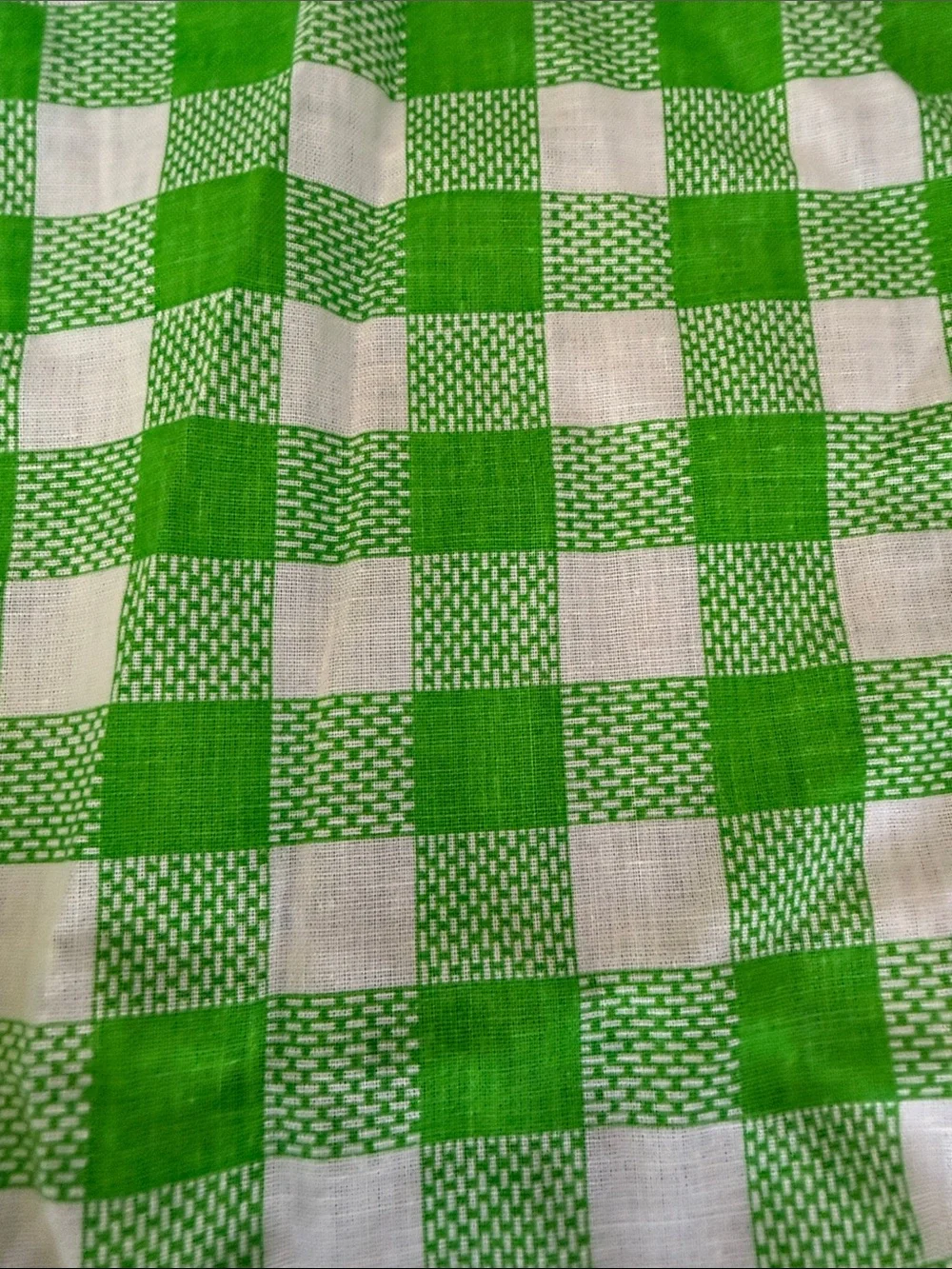 Vintage Green & White Gingham Green Apple Swag Curtain Valance Country Cottage